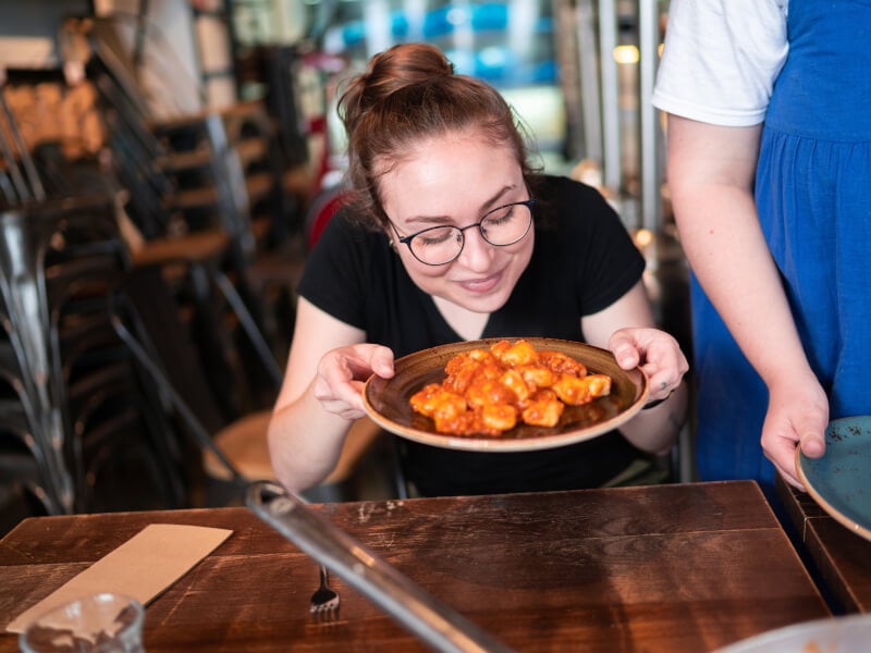 Handmade romesco gnocchi